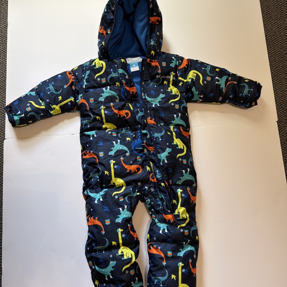 Columbia Kids Hooded Snowsuit 18-24 mo Blue Dino Down Mix 4078